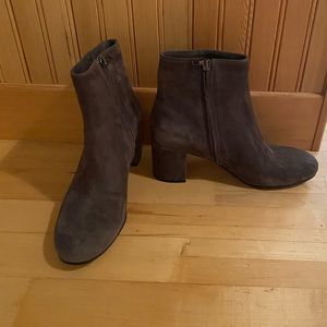 Vince Grey Suede Heeled Boots, size 8.5